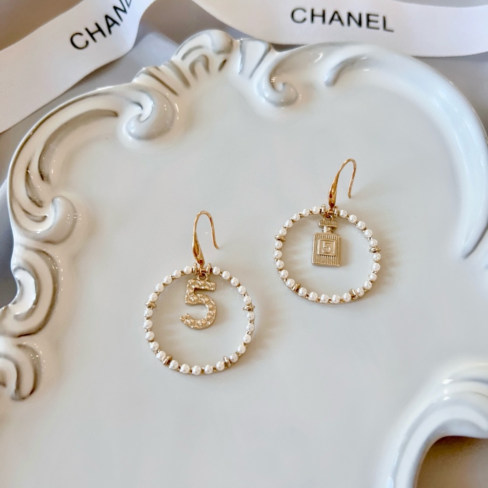 Authentic Chanel No.5 charm earrings